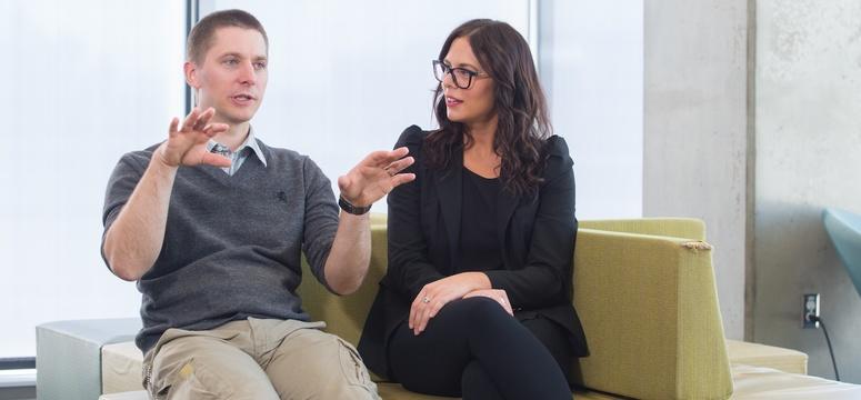 Both Manuel Kleiner, left, and Angela Alberga have been awarded the Banting Postdoctoral Fellowships for their research contributions towards global issues like lowering our carbon footprint and ensuring social justice, respectively. Photos by Riley Brandt, University of Calgary