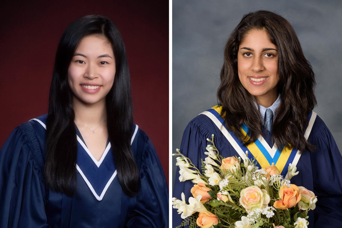 Joycelyn Ho, left, is a graduate of Webber Academy in Calgary. Hannah Rahim is a graduate of Mulgrave School in West Vancouver. Both are University of Calgary students who were selected as Schulich Leader Scholarship winners. 