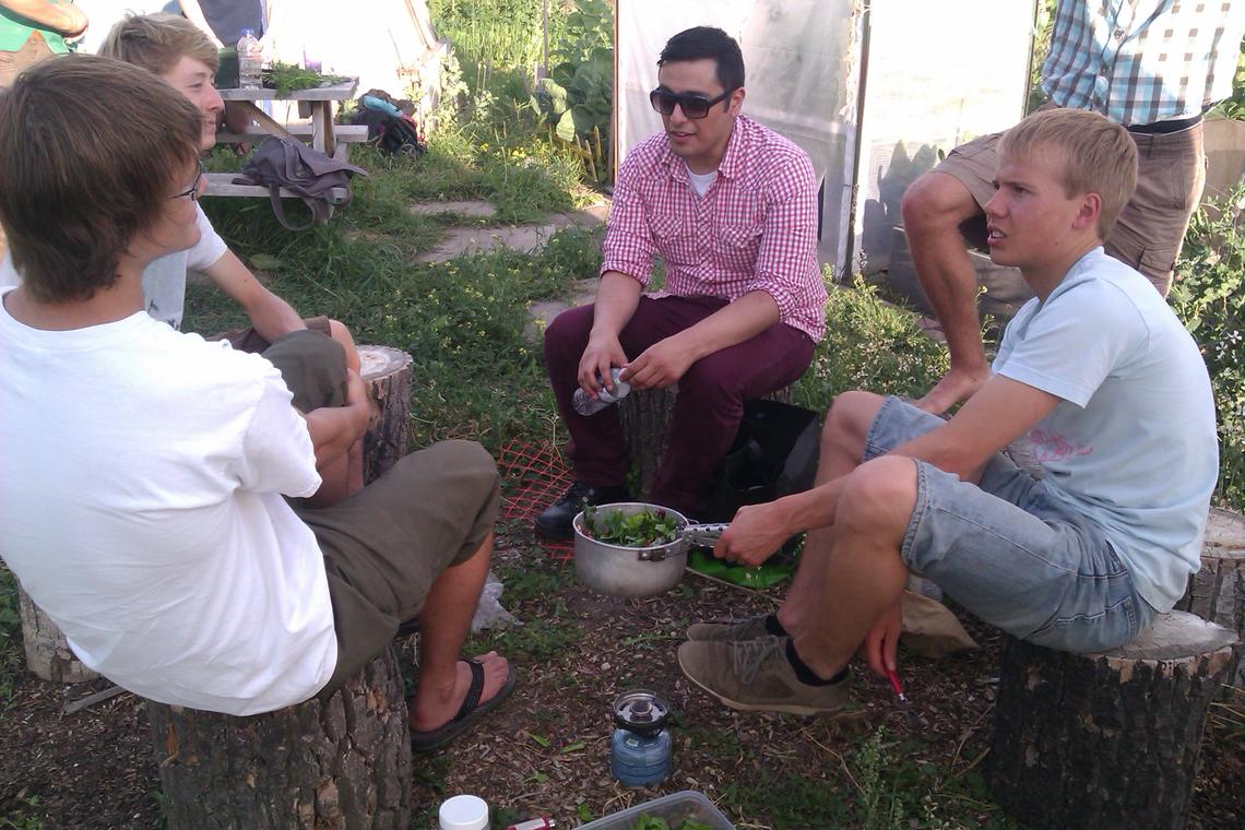Community Garden Club members gather to enjoy the fruits of their Thurs“Gar”Den labours.