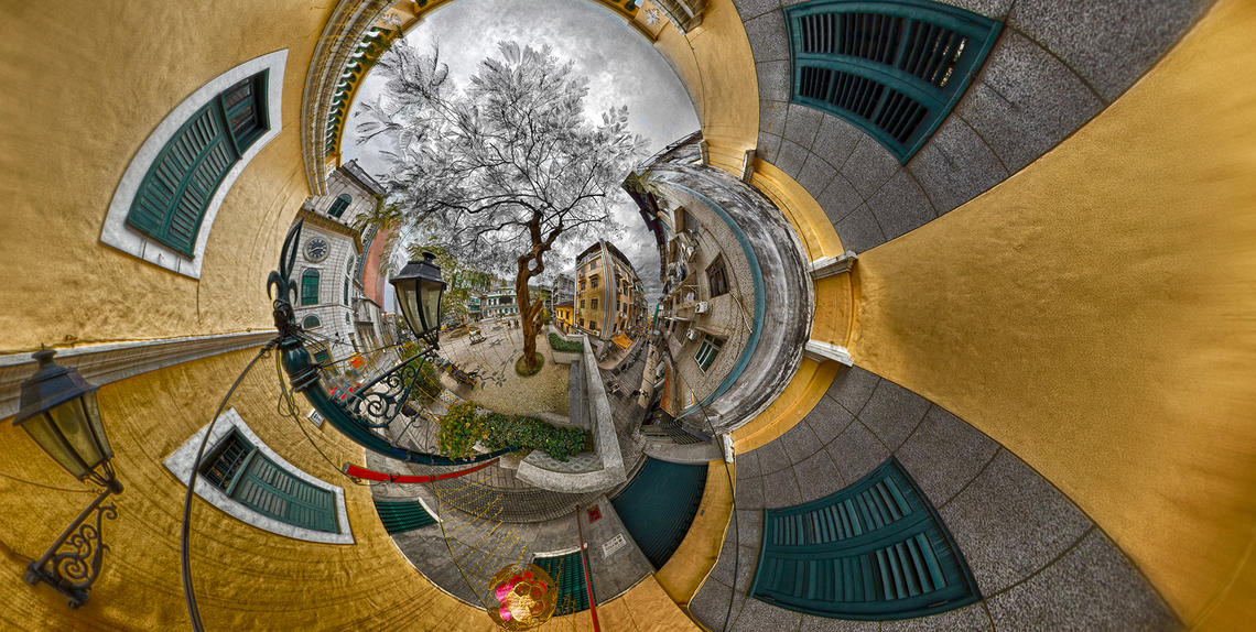Denis Gadbois was awarded runner-up in the Epson International Pano Awards for this 360-degree image of Macau, China, taken from an elevated point of view from the corner of the park. 