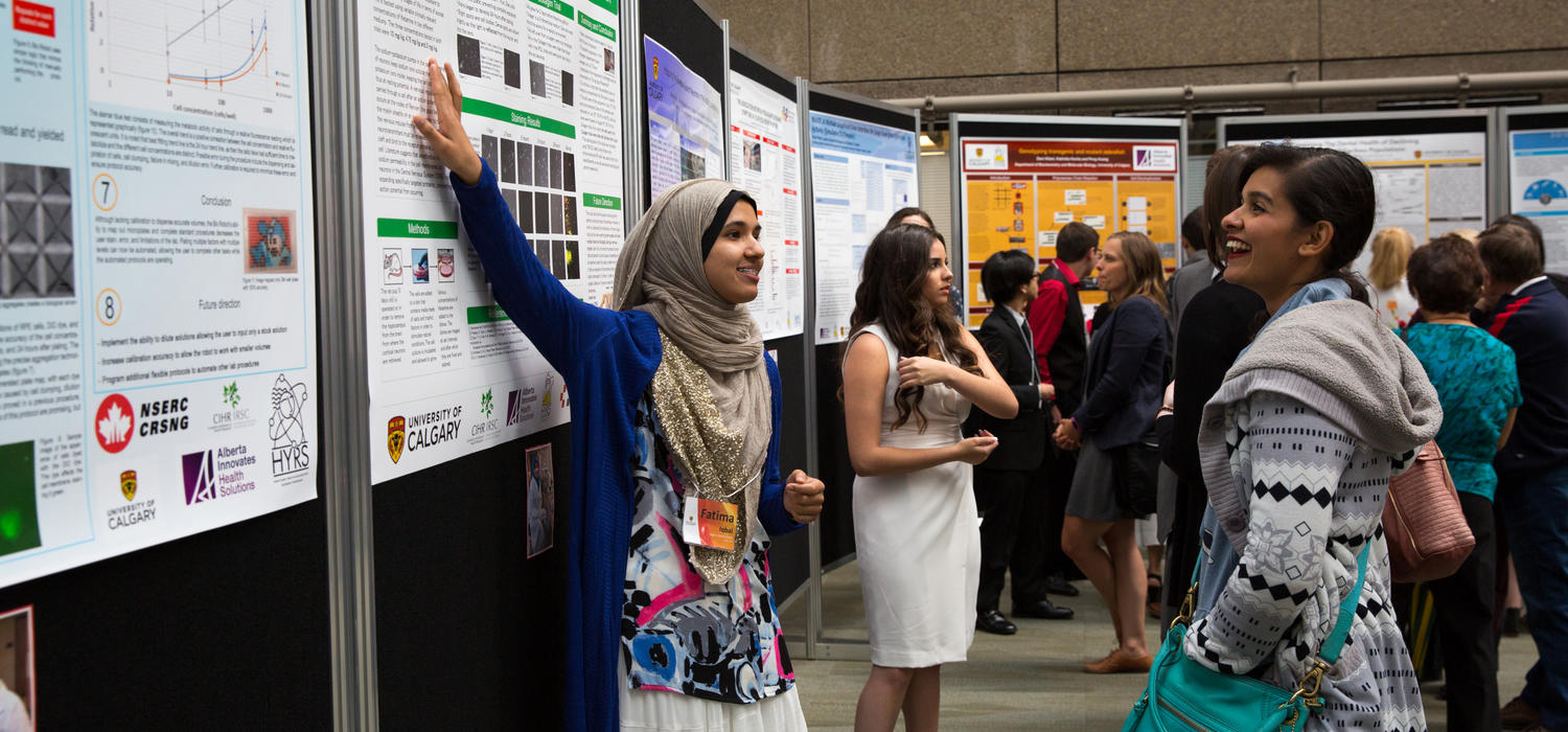 Participants in the 2016 UCalgary-Heritage Youth Researcher Summer (HYRS) program unveiled their research project at an event at the Foothill campus on Aug. 23, 2016. Photo by Riley Brandt, University of Calgary 