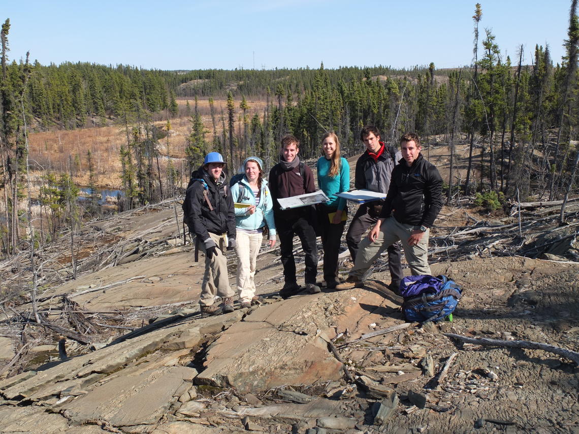 Students mapping the Canadian Shield near Flin Flon, Manitoba
