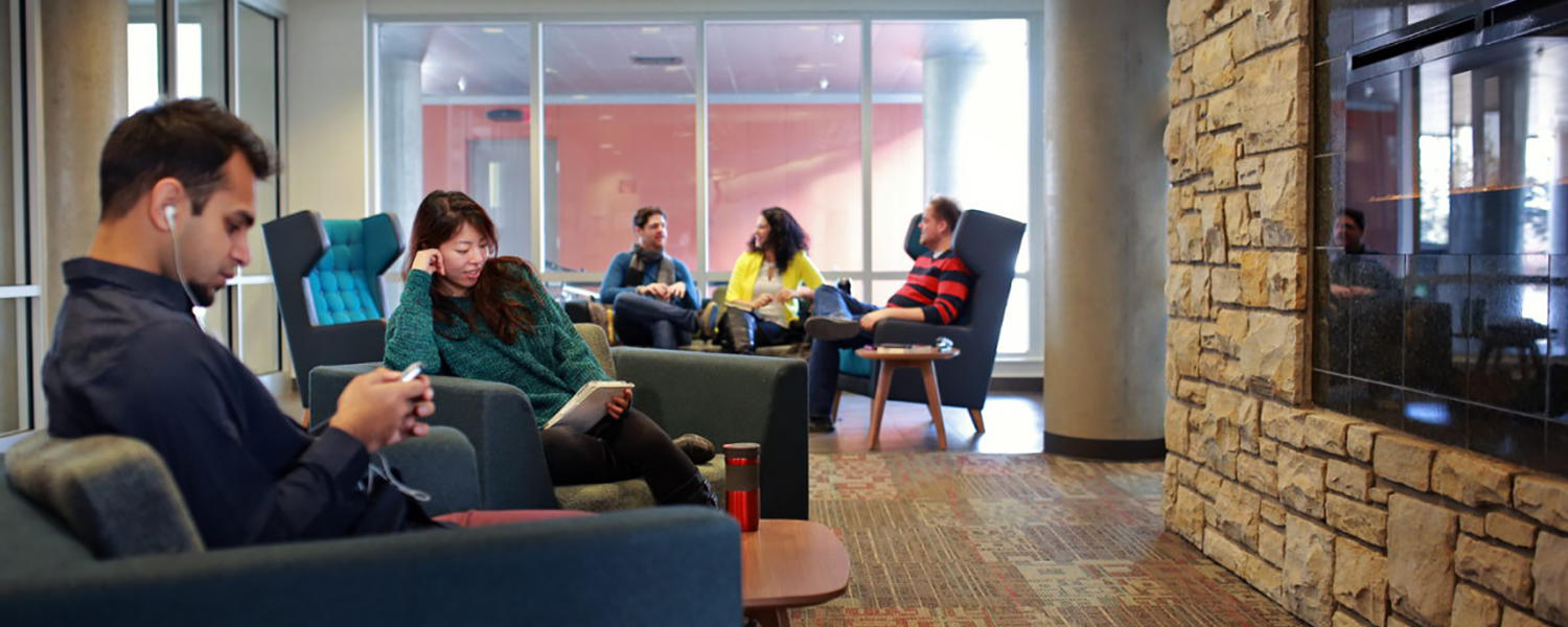 students in a lounge.