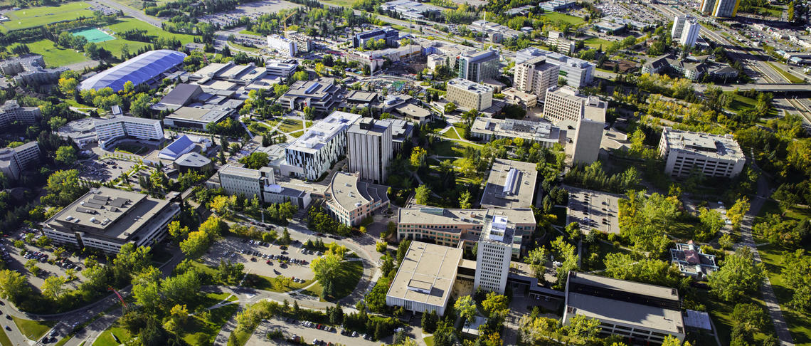 an aerial view of campus