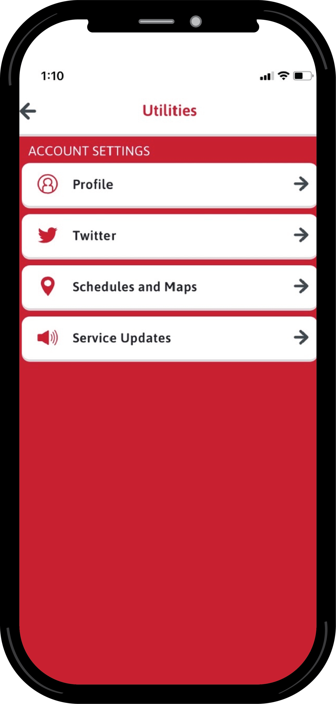 My Fare Account Settings Profile Twitter Schedules and Maps and Service Updates