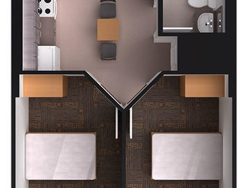 Aurora Hall 2 bedroom floor plan