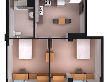 Aurora Hall two bedroom floor plan