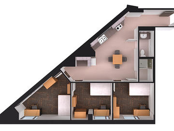 Aurora Hall three bedroom floor plan (corner)