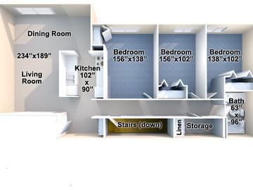 Family Housing three bedroom upstairs floor plan
