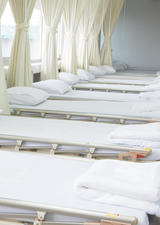Empty hospital beds