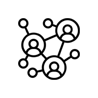 network icon with orbs and people
