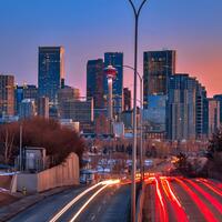 Cityscape of Calgary in the evening