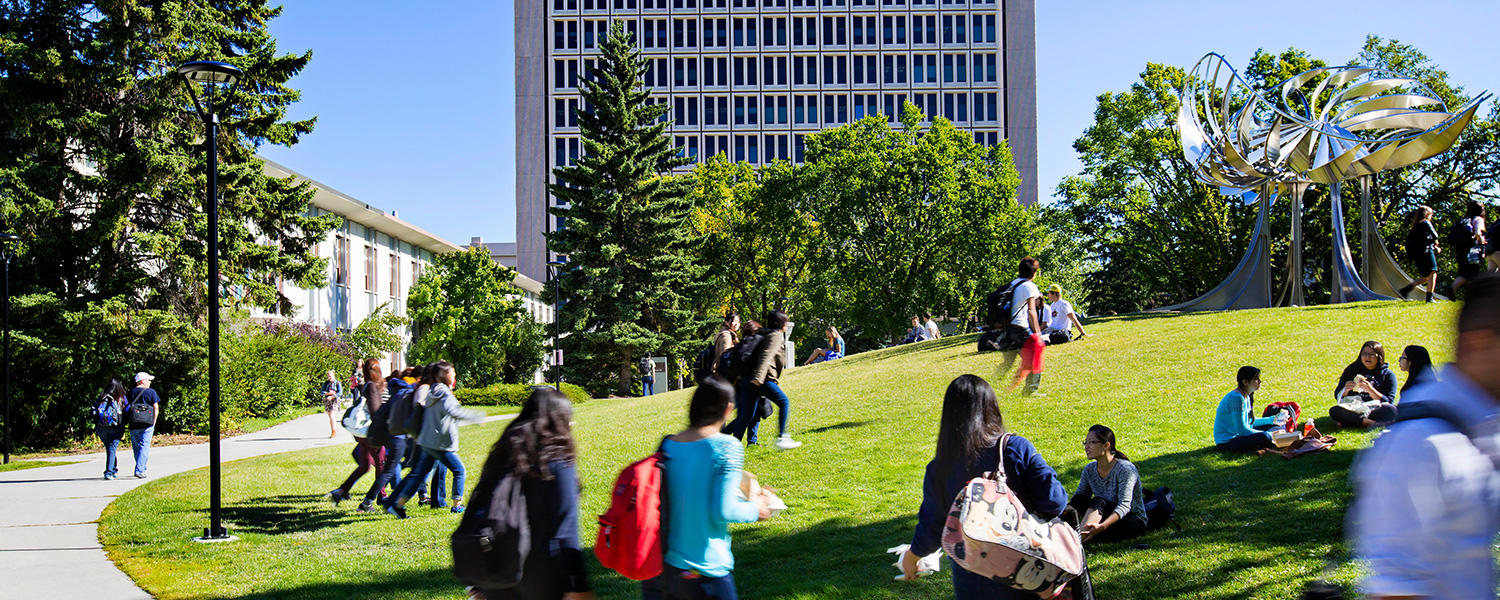Students in green space