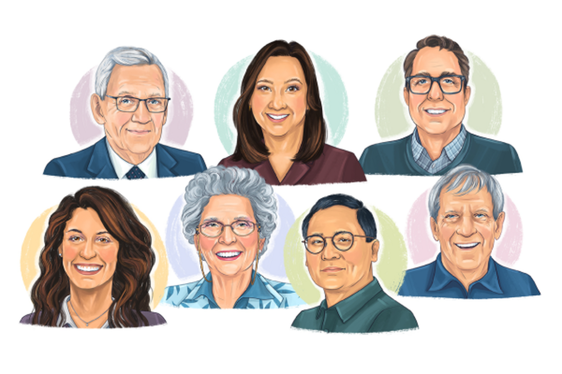Illustrated portraits of Arch Award recipients 