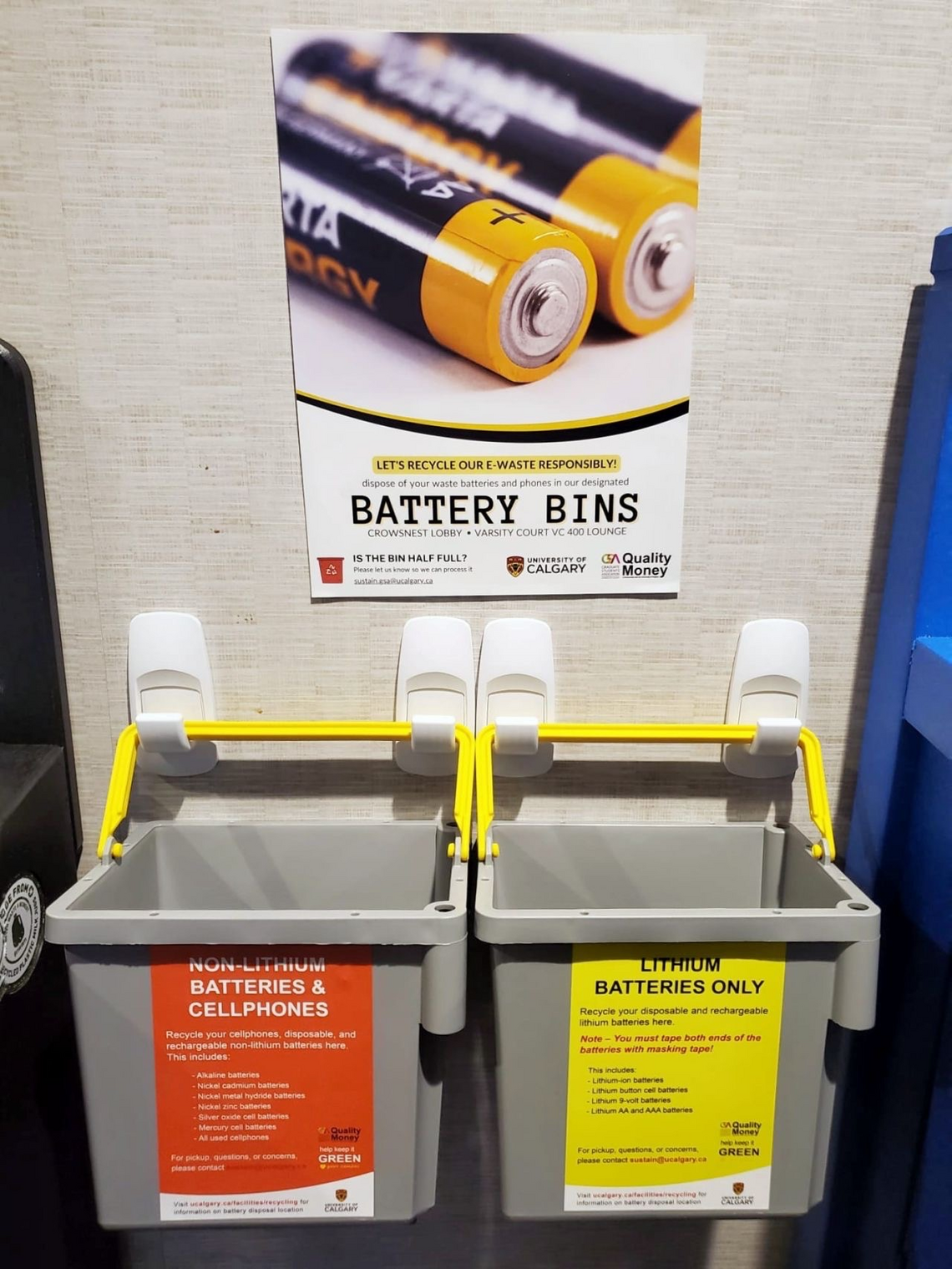 Battery Recycling bins and signage
