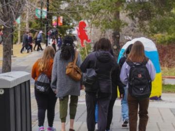 Students walking