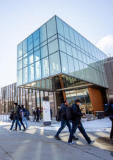 TI building on main campus during winter