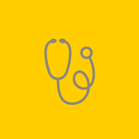 Grey outline of a stethoscope on a yellow background