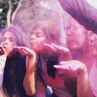 Students from the Indian Students' Association participating in a Holi celebration