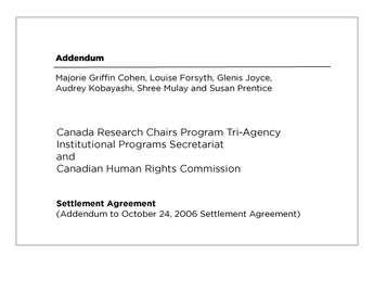 2019 Addendum to the 2006 Settlement Agreement