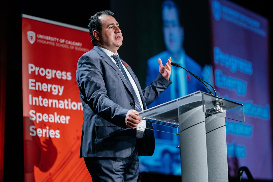 Harry Tchilinguirian from French international banking group BNP Paribas spoke to more than 600 people as part of Haskayne’s second annual Progress Energy International Speaker Series.