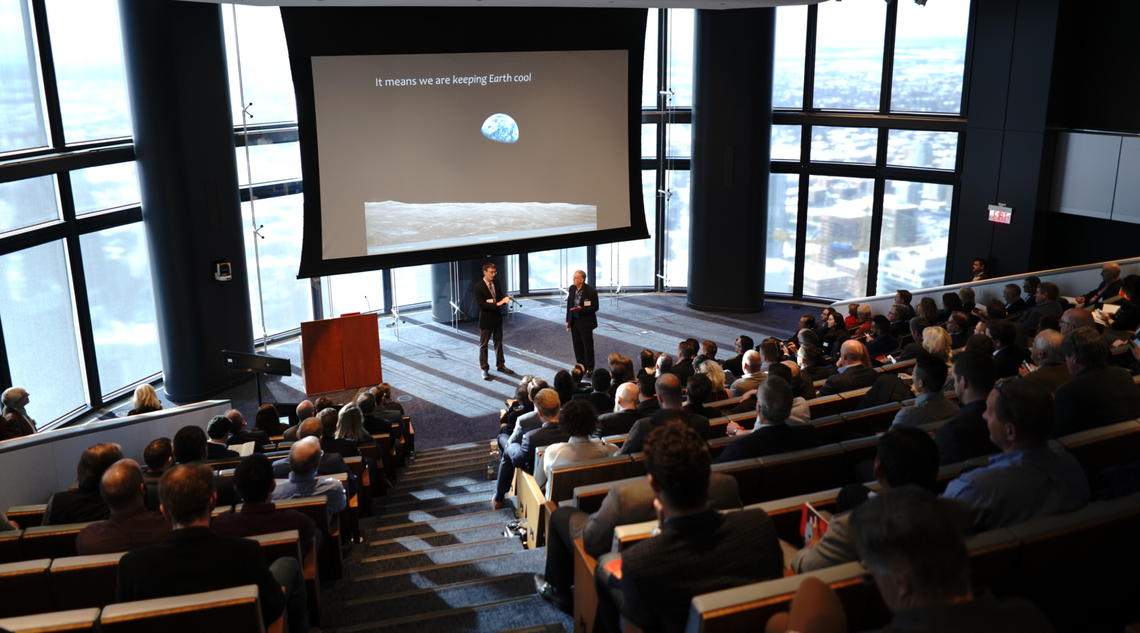 Competitors pitch to a live audience at the 2018 Energy New Venture Competition.