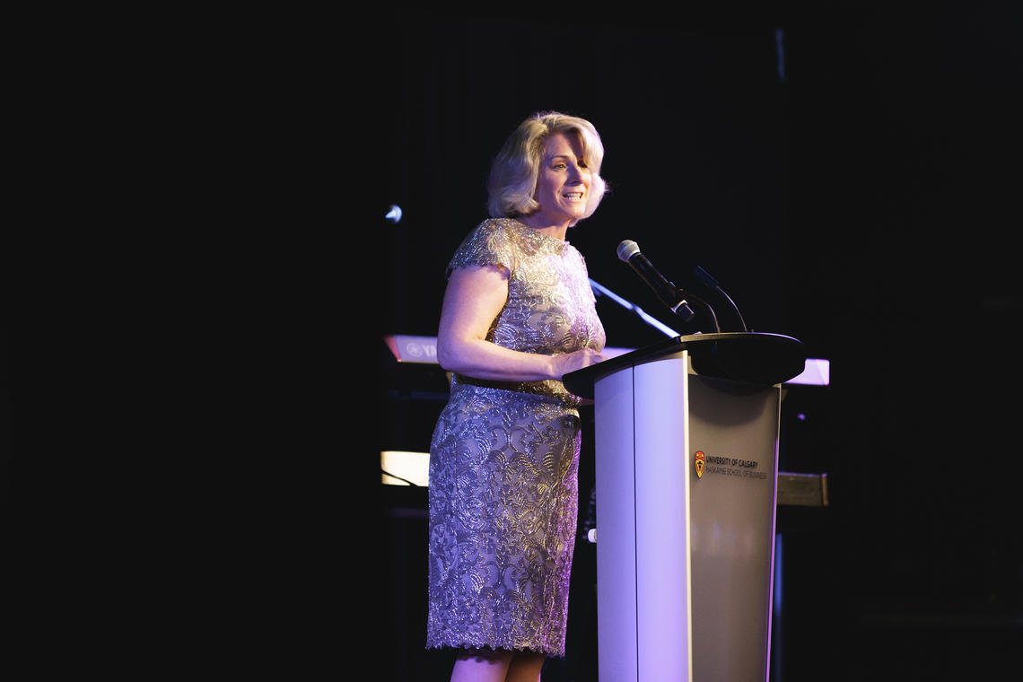  President Elizabeth Cannon speaks at the anniversary gala.