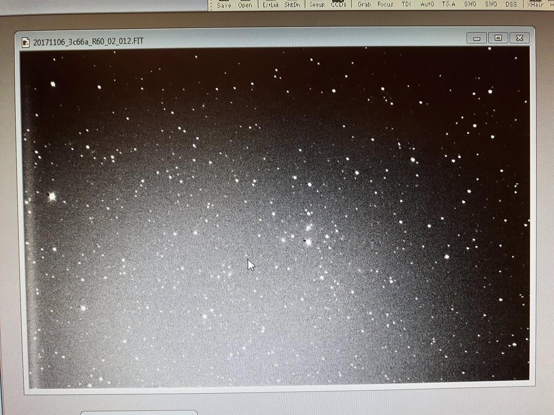 @RAOastronomy tweeted on Nov 7: This image of blazar 3C-66A was taken by students at Beijing Normal University using the RAO's CMT, 8,800 km away! International teamwork!