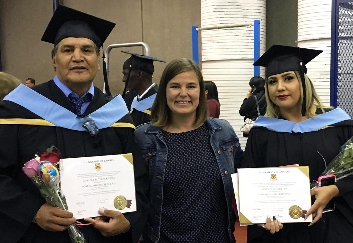 Lisa Llewellyn celebrates the convocation of Clarence Roy Blackwater and Santanita Louise Oka during their 2018 convocation