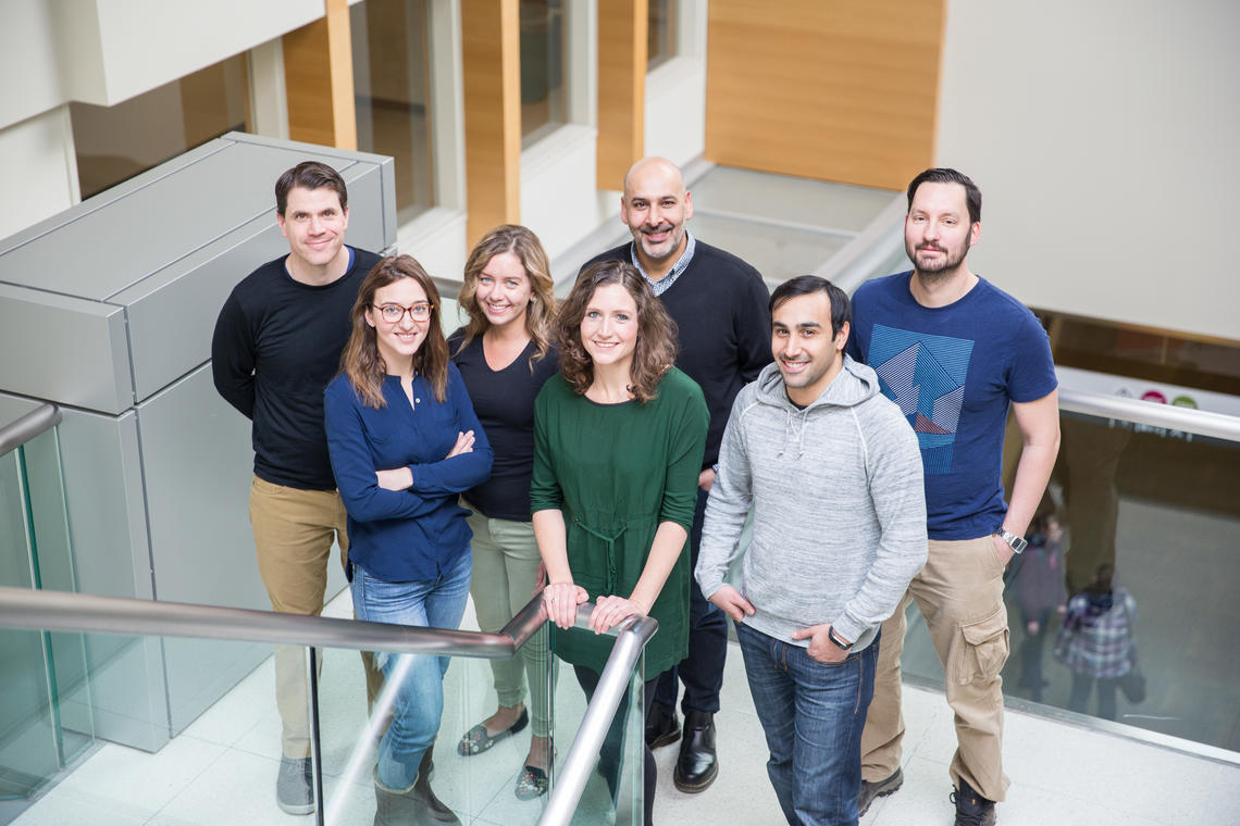 Group shot of researchers from the Bains Lab