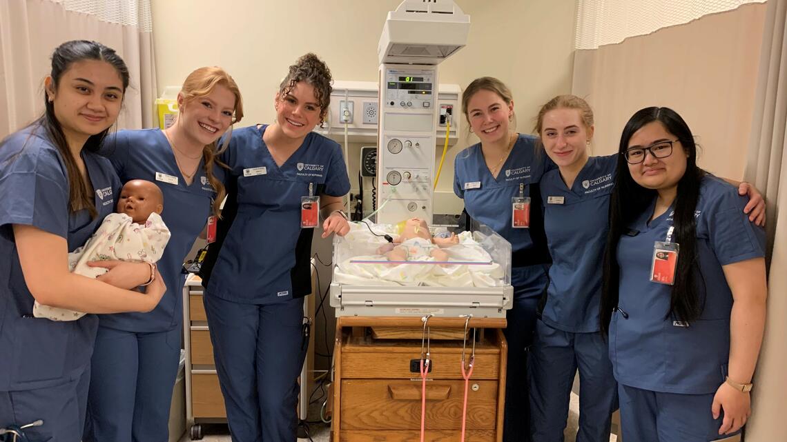 Sutton, third from left, with other UCalgary Nursing students.