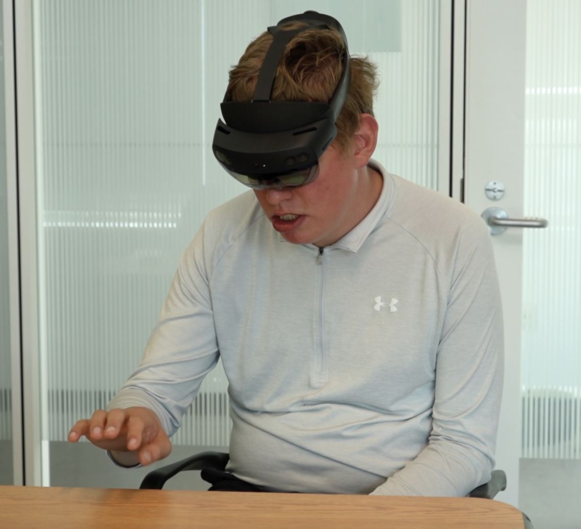 Participant using the augmented reality device.