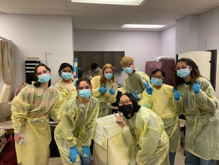 Nursing students in lab