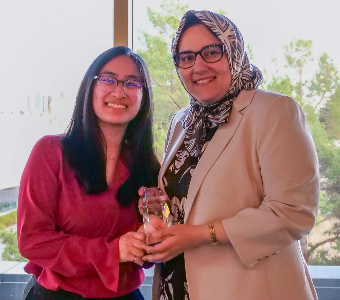 Jessica May Corpuz, a third-year PhD student in Biomedical Engineering specializing in Stem Cell and Regenerative Medicine and Moty Moravvej, a fourth-year PhD student in Finance at the Haskayne School of Business tied for third place.