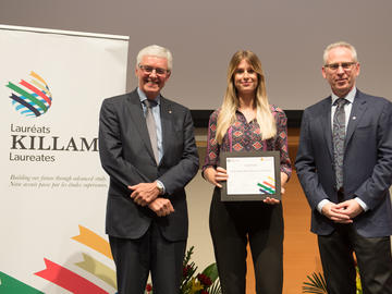 Killam Predoctoral Laureate Julia Poole, Clinical Psychology, with Killam Trustee Kevin Lynch (left) and Dr. Ed McCauley, vice-president (research)