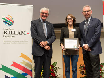 Killam Predoctoral Laureate Nicole Mancini, Gastrointestinal Sciences, with Killam Trustee Kevin Lynch (left) and Dr. Ed McCauley, vice-president (research)