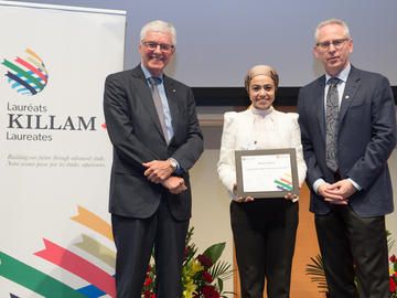 Killam Predoctoral Laureate Rania Sayed Eid, Civil Engineering, with Killam Trustee Kevin Lynch (left) and Dr. Ed McCauley, vice-president (research)