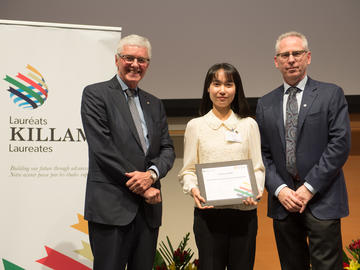 Killam Predoctoral Laureate Soohyun Ahn, Philosophy, with Killam Trustee Kevin Lynch (left) and Dr. Ed McCauley, vice-president (research)