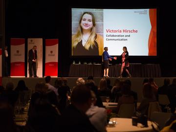 Victoria Hirsche — co-ordinator in Leadership and Student Engagement for Student and Enrolment Services — was nominated in the Collaboration and Communication category