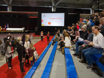Students, faculty, and staff attend the installation ceremony of Dr. Edward McCauley as the 9th President and Vice-Chancellor of the University of Calgary on Monday, April 8, 2019.