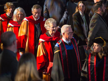 Students, faculty, and staff attend the installation ceremony of Dr. Edward McCauley as the 9th President and Vice-Chancellor of the University of Calgary on Monday, April 8, 2019.