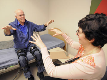 The study takes place over seven weeks and includes nine in-person visits which involve mood and memory assessments, motor skills tests (pictured here) and blood work