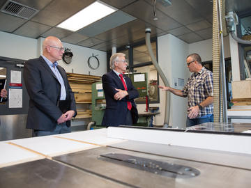 André Buret, Interim Vice-President, Research, joined Mike Leaist, Director of Environment, Health and Safety, for a tour of workshops and labs in the School of Architecture, Planning and Landscape