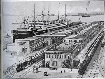 Immigration building at Quebec City in a rendering from 1923