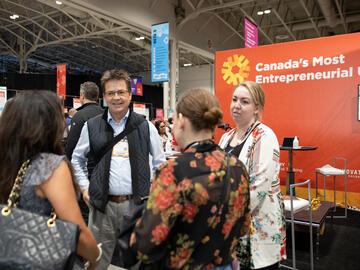 Networking at UCalgary booth