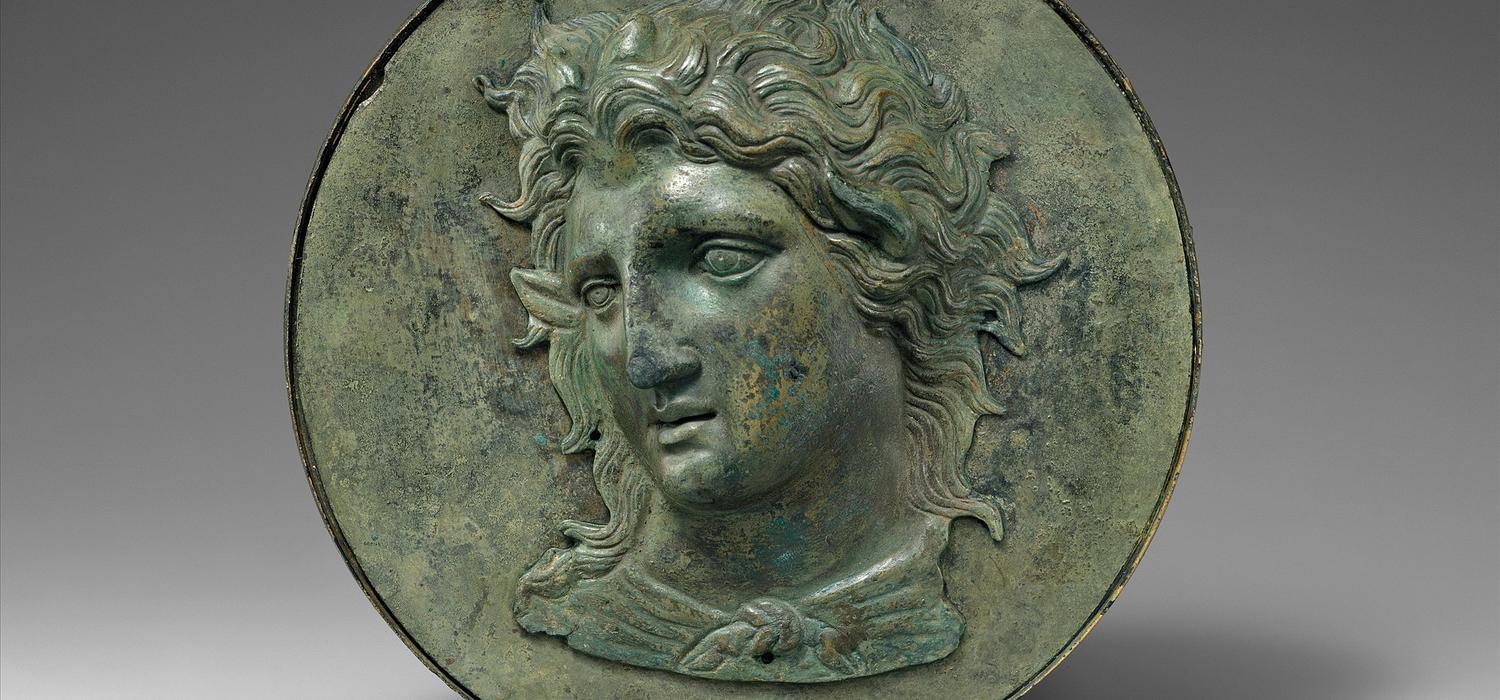 Bronze mirror box with the image of Pan