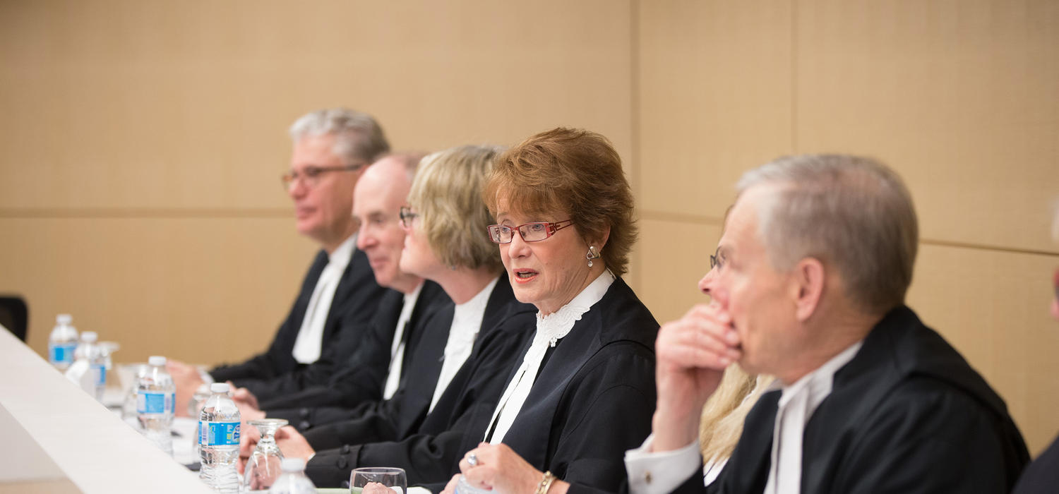 Chief Justice Catherine Fraser of the Court of Appeal of Alberta welcomed guests and brought greetings on behalf of the Court. Photos by Adrian Shellard, for the Faculty of Law