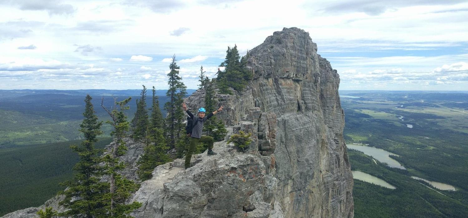 Kenryo Mizutani hikes the Yamnuska trail in Alberta