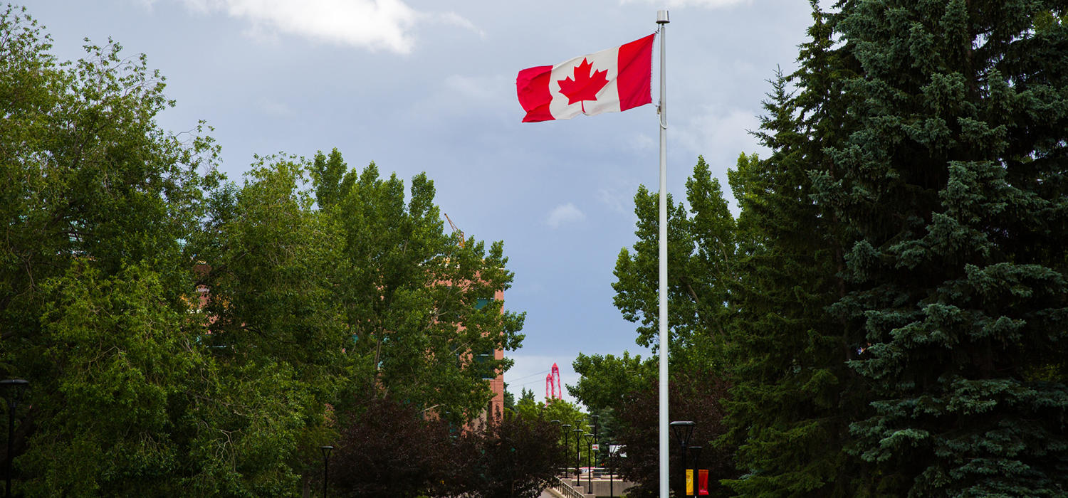 Canadian flag on UCalgary campus