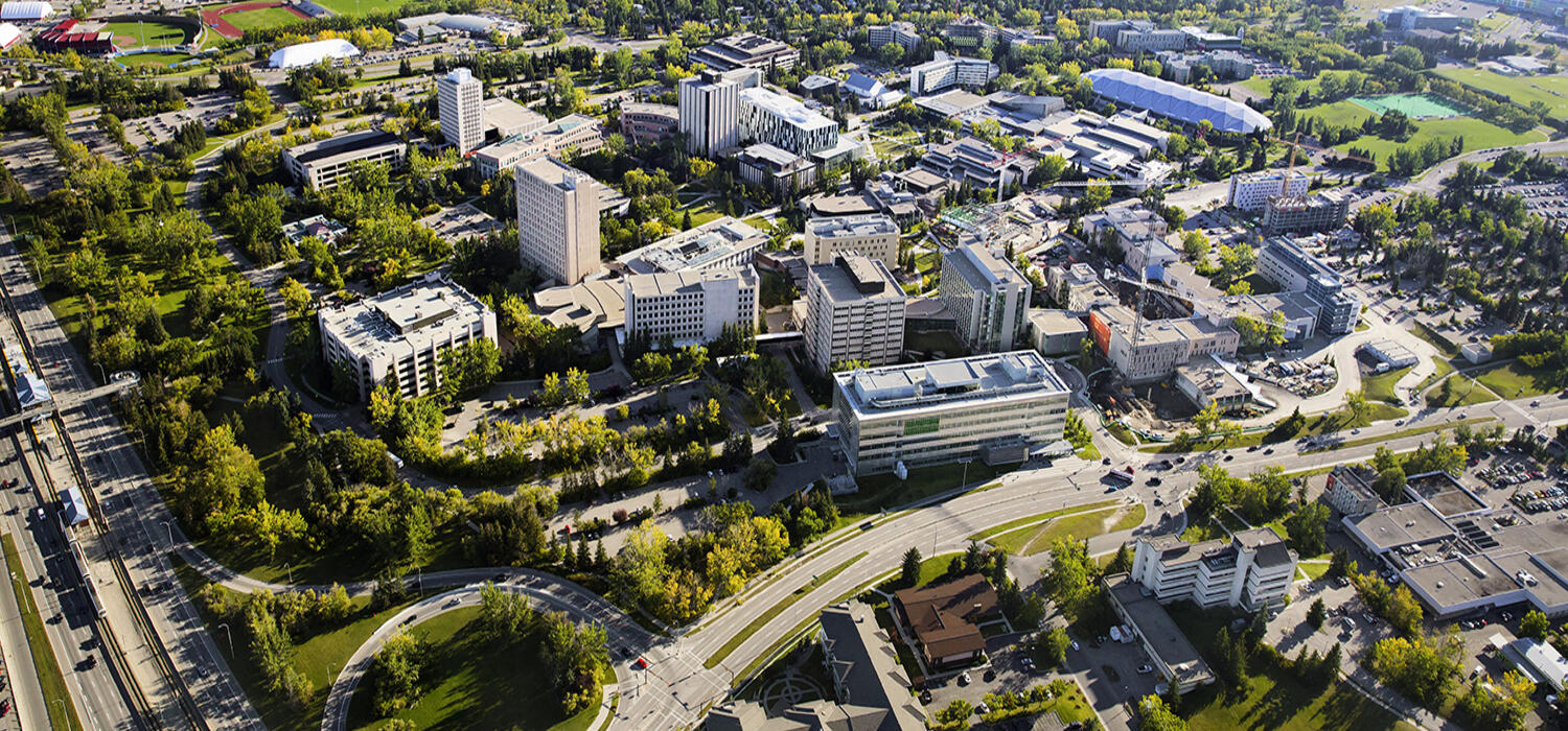 Aerial photograph of the University of Calgary’s main campus